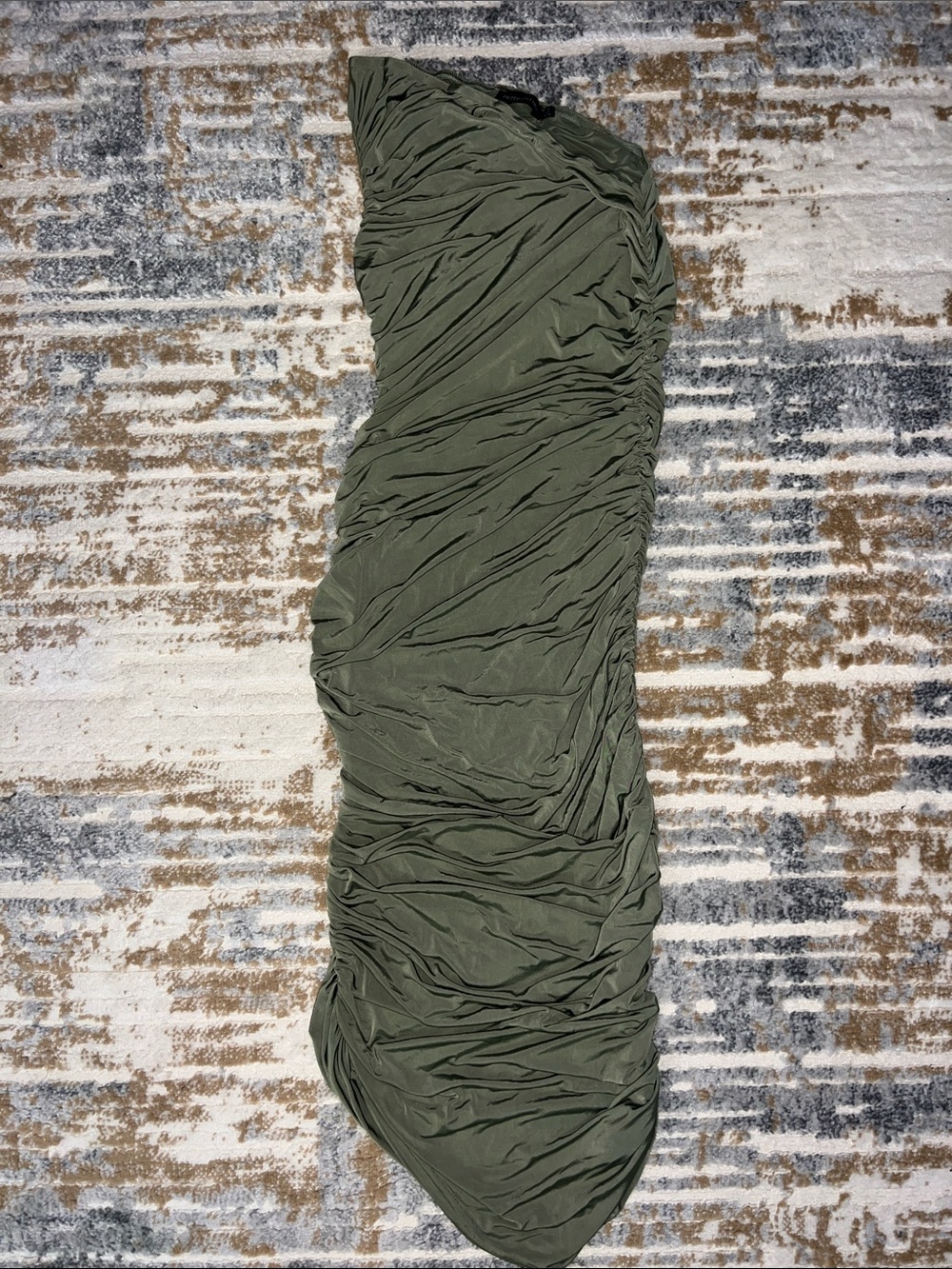PrettyLittleThing Olive Green Ruched One-Shoulder Dress